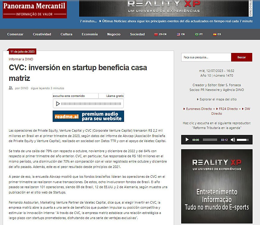 CVC: inversin en startup beneficia casa matriz